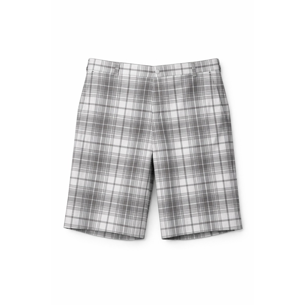 Nike Golf Tour Performance Dri Fit Shorts Men 35 Gray Plaid Flat Front Preppy‎